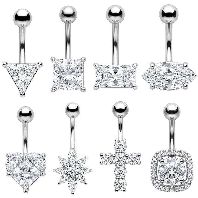 Body Jewelry Hypoallergenic - Hypoallergenic Stainless Steel Navel Ring Sparkle