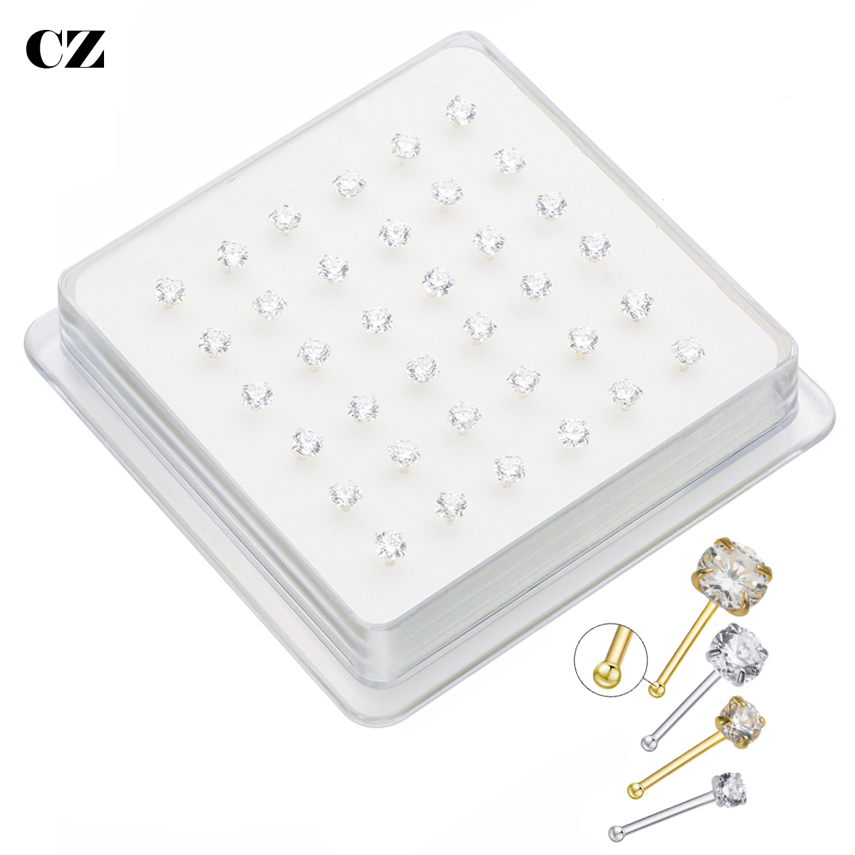 Body Jewelry For Women - 36Pcs/Pack 925 Sterling Silver Zircon Indian