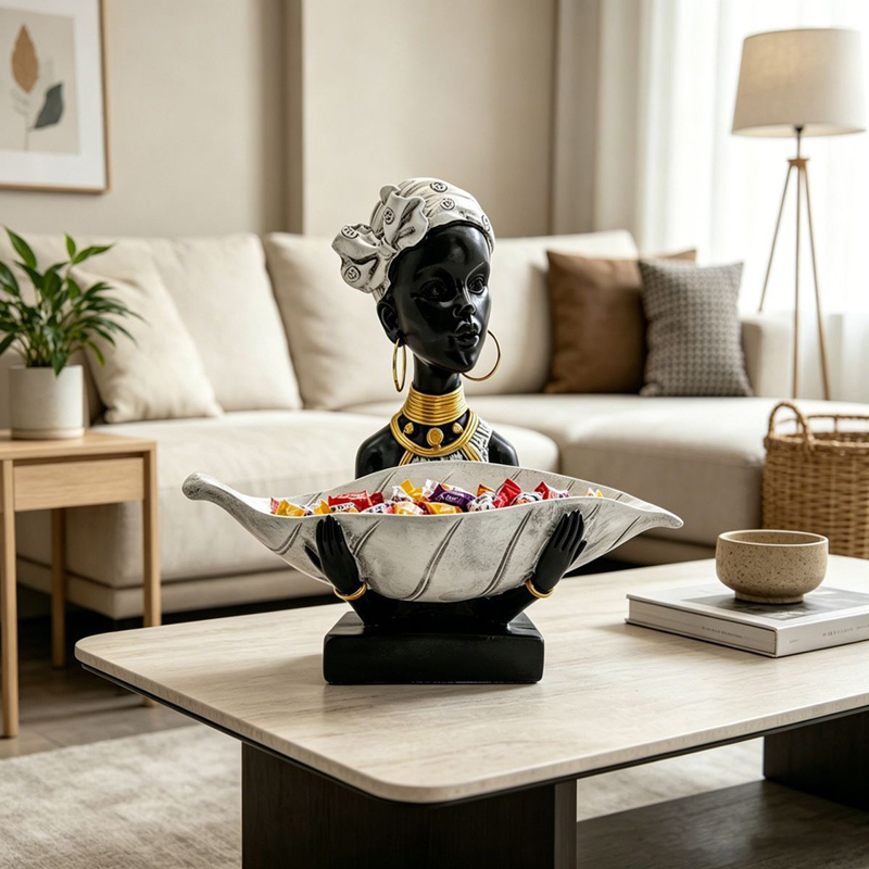 African Woman Bust Storage Tra - Body Jewelry Holder recension och pris