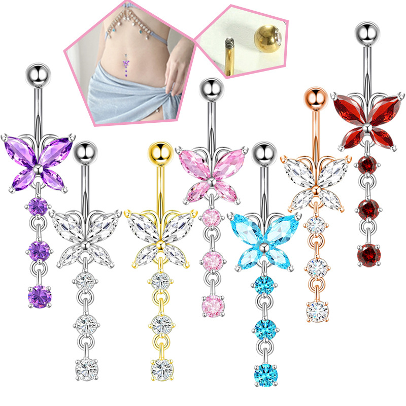 14GA Golden Butterfly with Dan - Body Jewelry Belly Button Rings recension och pris