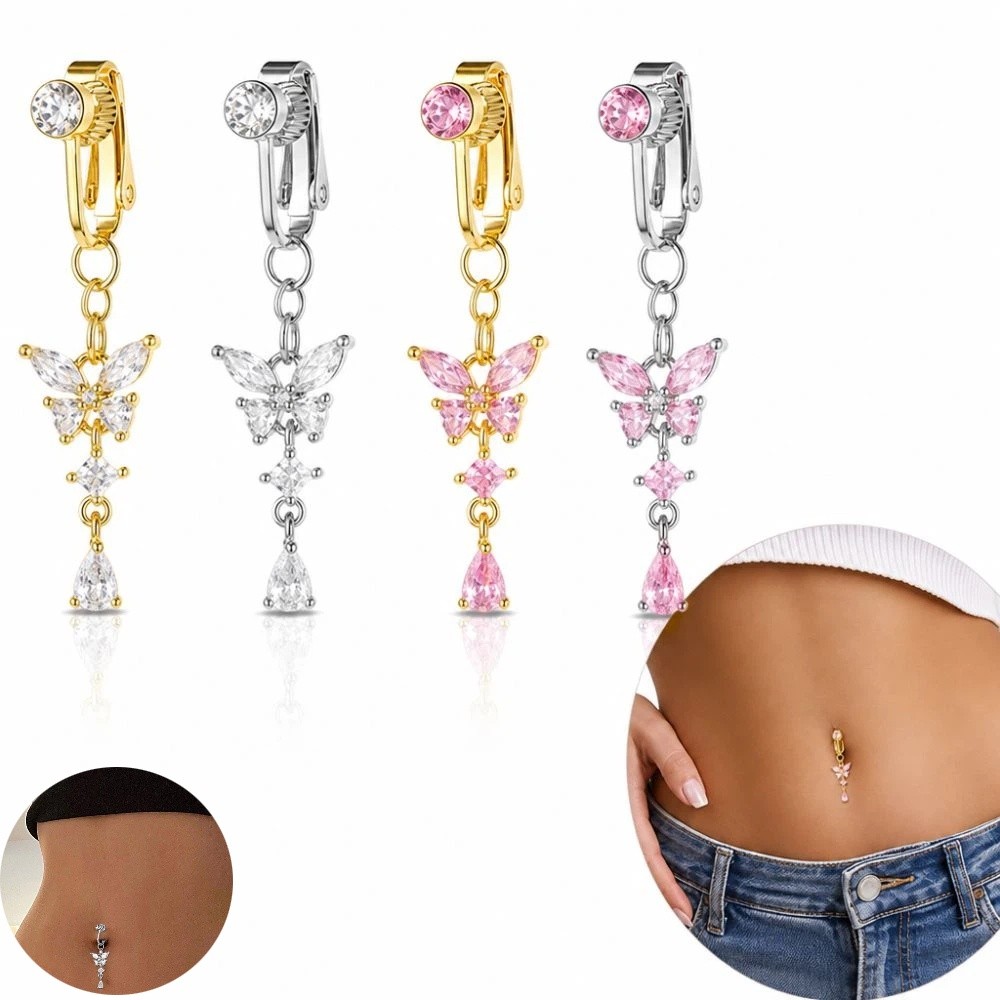 Butterfly Design Clip on Belly - Body Jewelry Belly Button Rings recension och pris