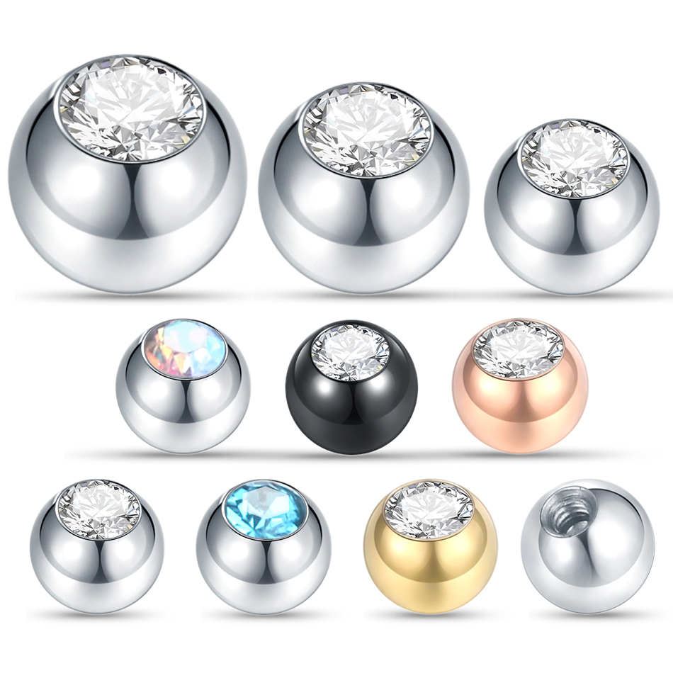 10Pcs Steel Piercing Balls CZ  - Body Jewelry Replacement Ball recension och pris