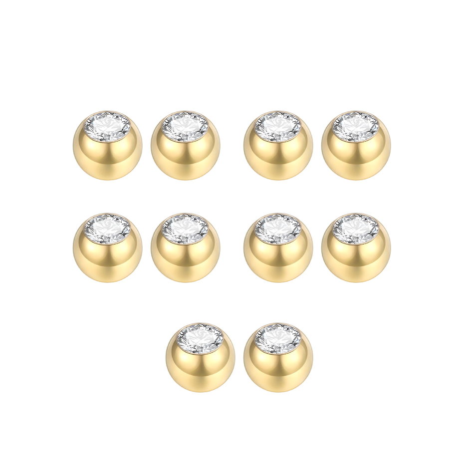 10Pcs Steel Piercing Balls CZ  - Body Jewelry Replacement Ball recension och pris