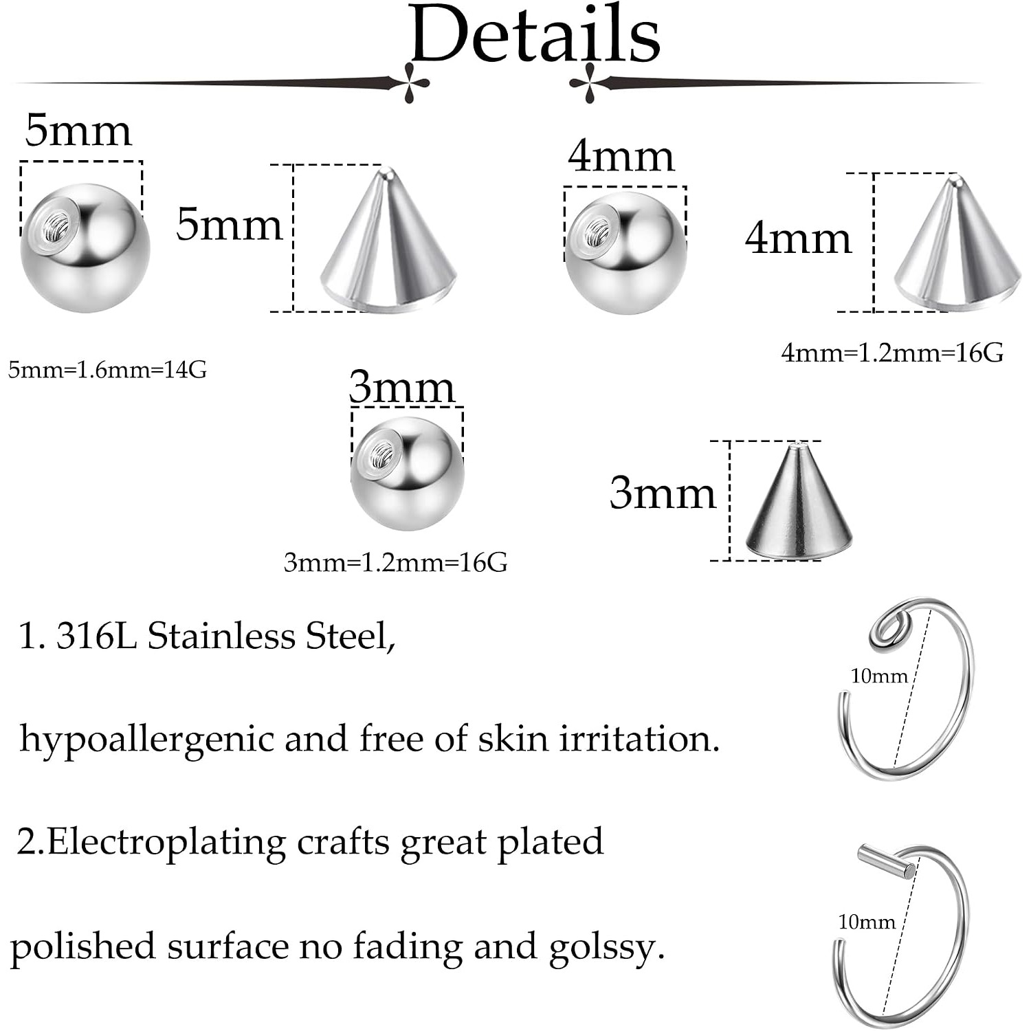 Drperfect Fake Eyebrow Ring Fa - Body Jewelry Replacement Ball recension och pris